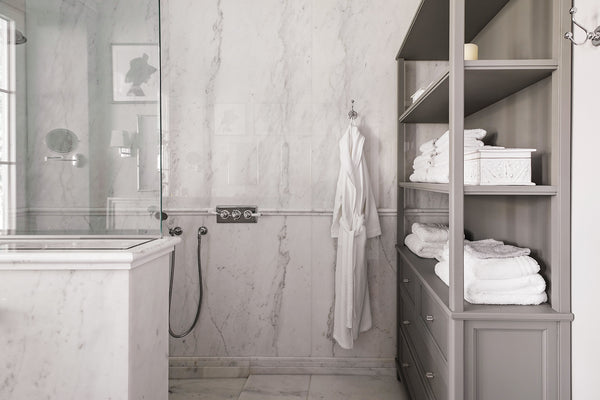 white marble wall cladding book matched