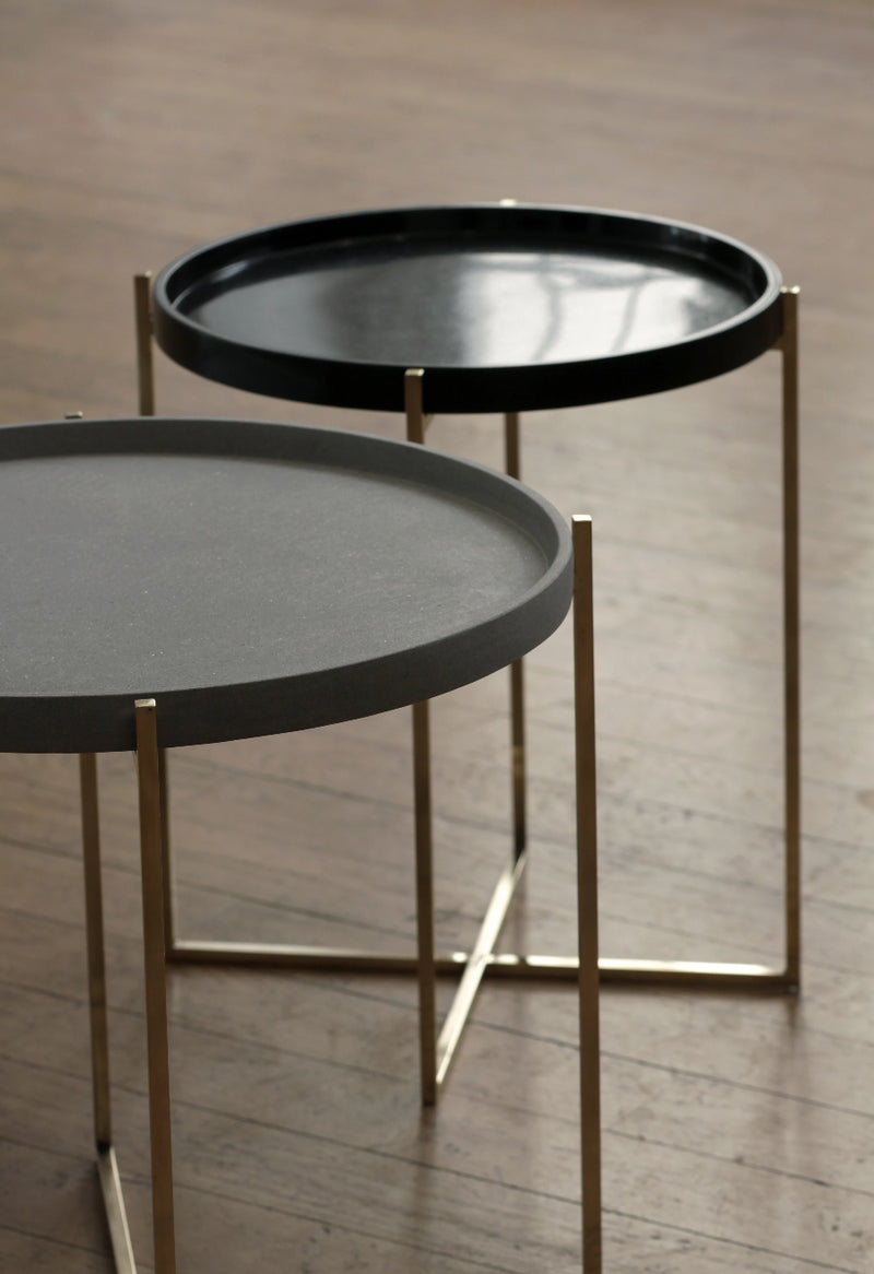 side table pietra serena sandstone and black