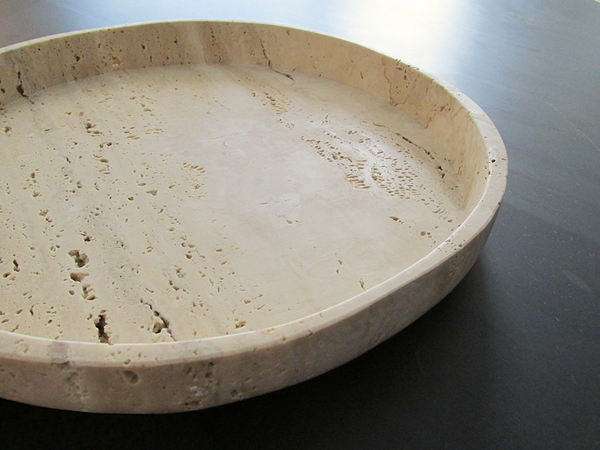 travertine decorative object centre plate object Caldera natural stone workshop Malta