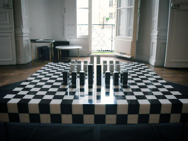 chess table marble close up