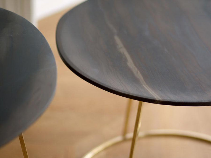 Side table Hand Carved Out of Elegant Brown Quartzite  Solid Brass Frame