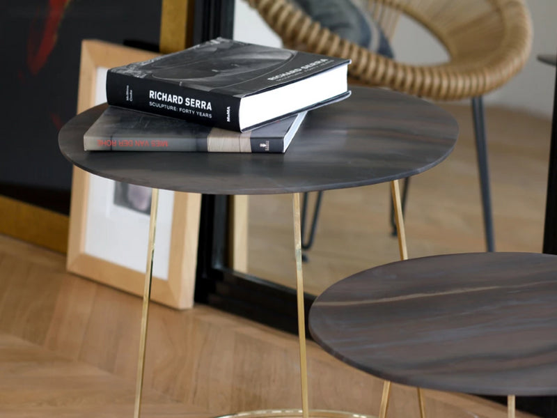 Hand Carved Out of Elegant Brown Quartzite  Solid Brass Frame