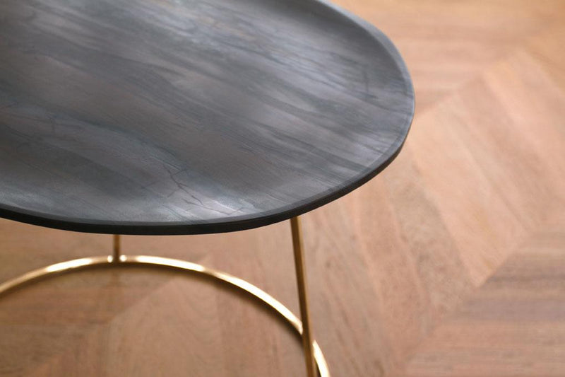 Side table Hand Carved Out of Elegant Brown Quartzite  Solid Brass Frame