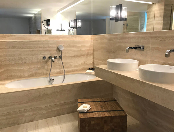 travertine ondulato wall cladding bathroom vanity top