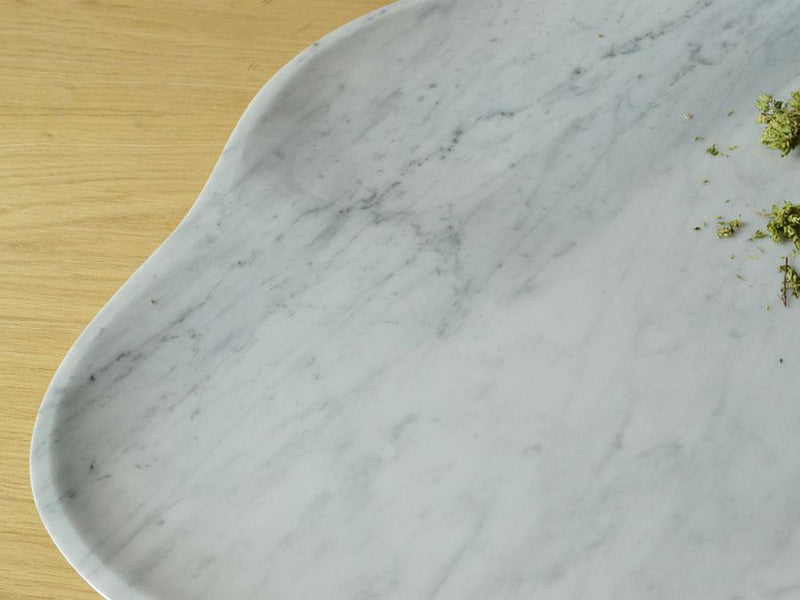 bianco carrara marble plate close up