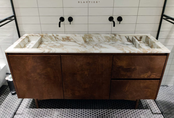 arabescato oro vanity top bathroom application white marble work in Malta Msida
