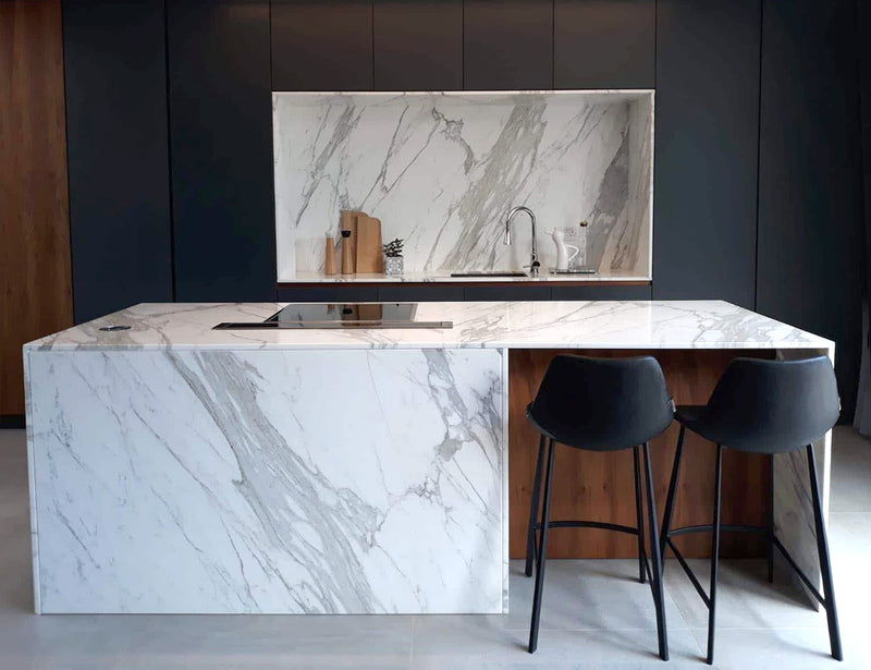 bianco statuario kitchen marble countertop backsplash