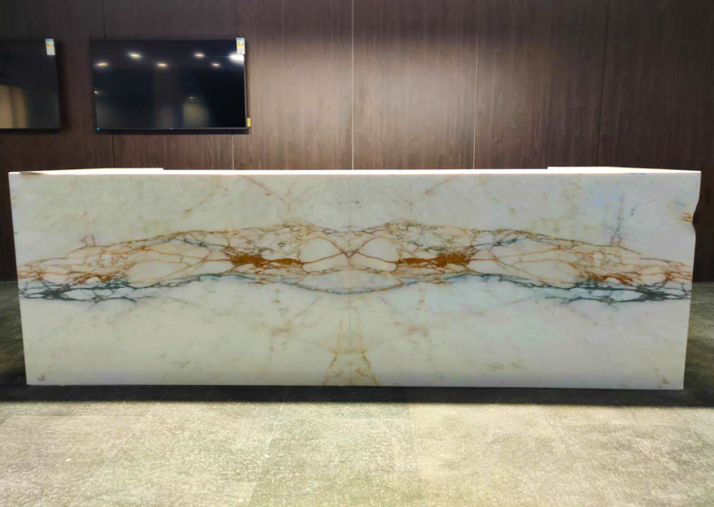 calacatta oro gold counter marble front view