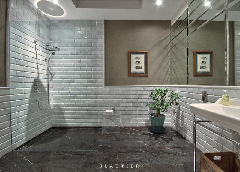 grigio carnico marble elegant modern bathroom floor bianco carrara tiles
